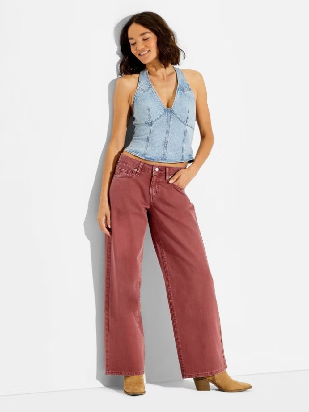 NWT Women's Wild Fable Low Rise Baggy Grape Purple Denim Jeans